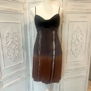 Elegant Brown and Black Dress with Sequin Details